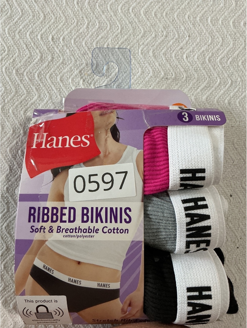 Hanes Ribbed Bikinis Soft & Breathable Cotton 3-Pack Women's Panties Size M